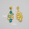 Boucles d'oreilles pendantes en cuivre pour femmes, bijoux de fête, strass bleus, cristal géométrique, longs pampilles en cuivre