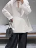 Camicette da donna Camicetta da donna 2024 Camicia a maniche lunghe casual allentata con scollo a V con lacci in cotone primaverile
