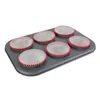 Stampi da forno 6 fori Acciaio al carbonio Rotondo Pane Biscotto Tazza antiaderente Cupcake Pan Torta Stampo biscotto Vassoio Bakeware Accessori da cucina