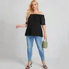 plus la taille sexy sl cou élégant haut d'été femmes dentelle patchwork demi manches blouse décontractée t-shirt t-shirt grande taille vêtements 8xl r3Rk #