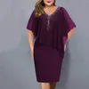 Robes décontractées Plus Taille Été Femmes Élégant Superposition Asymétrique En Mousseline De Soie Paillettes Robe De Mariage Robes Surdimensionnées S-5xl