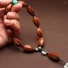 Strand hand snidad handhållen olivmutter graverad hjärta sutra buddha pärlor armband