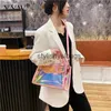 Totes Holographic Transparent Jelly Bag High Quality PVC WomenS Designer Handbag Big Capacity Chain Shoulder Messenger Bags Clear Bag H240330