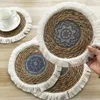 Table Mats Placemat Round Thickened Heat-Resistant Protection Soft Straw Braided Bohemian Washable Dishes Pot Pans Coffee Cup Coo