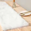 Table Runner 120*35cm White Plush Luxury Christmas Snowy Faux Fur Runners Banquets Wedding Decor yq240330