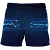 Short pour homme avec illustration de données de technologie AI amusant imprimé en 3D sport décontracté vacances plage ample Baggy natation