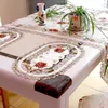 Set di tovagliette da tavolo di 4 tovagliette floreali Runner con centrini di pizzo ricamati vintage bianchi