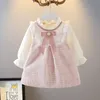 子供用ドレスの女の子とフリースドレスが厚くなった小さなプリンセススカート品質