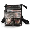 Venda quente macio couro genuíno homens vintage tablet mochila menger ombro crossbody mochila fanny cinto pacote 6574 p4eh #