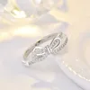 Cluster Ringe 925 Sterling Silber Original Schmuck Zirkonia Fliege Öffnung für Frauen Dame Geschenk Bague