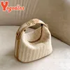 Yogodlns yaz küçük saman çanta modaya uygun omuz çantası dokuma kova crossbody çanta gündelik sahil çantası gilrs sap tote i9ar#