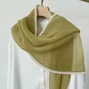 Veckad fast färg halsduk för kvinnor sommarsolskydd vår höst mode sjal tunt bomullslinne silkescarf 150*cm w277 240320