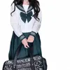 Униформа для старшеклассниц японский JK Женский S-XXL Зеленый Матросский Костюм Колледж Стиль Наряд Костюм Женский Сексуальная Рубашка Плиссированная Юбка s8SH #