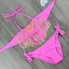 Costume da bagno da donna 2019 Bikini con frange per ragazze e assorbenti Costume da bagno a fascia per bambini Costume da bagno a due pezzi per bambini Costume da bagno 8-16 anni Rosa Gioventù J240330