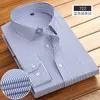 Men's Dress Shirts Business Striped Shirt Korean Style Slim Fit Suit Interview Long-Sleeved In Pure White Plus Size M-6XL