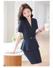 Two Piece Dress 2024 Summer Ladies Grey Blazer Women Business Suits Skirt And Jacket Sets Work Office Uniform Style Short Sleeve