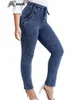 lih hua women's plus size jeans秋のシックなエレガントなジーンズのための女性の女性ニットコットジーンズn1w0＃