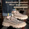 Boots Men Safety Work Shoes Leather Breathable Mesh Sneakers Steel Toe Work Protective Boot Man Antipuncture Work Shoe Indestructible