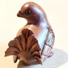 Estatuetas decorativas Y8537 - 20 anos 2" Netsuke de buxo esculpido à mão: lindo pássaro