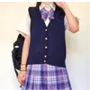 7 färger Spring och Autumn JK Sweater Korean Style V Neck Plaid Single Breasted Butts Sticked Arewel Vest Sweaters Womens K8TT#