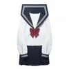 thick White Three Lines Japanese School Uniform College High School Girls Student Uniforms Sailor Suit White Tops Pleated Skirt X2Wn#