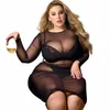 Plus Size Women Clothing LG Sleeve Lingerie Dr Mesh Sext Night Dr Stretch Se genom Design Ruched Bodyc Dr P2oe#