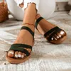 Freizeitschuhe für den Sommer, Damen-Sandalen mit offener Spitze, dünn, elastisch, niedriger Absatz, flach, bequem, weiche Sohle, Übergröße