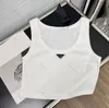 Broderi logotyp tank topp sommar kort smal navel exponerad outfit elastisk sport stickad sport broderi beskuren fitness bh mini tankar