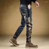 Pantalon de jeans pour hommes épissé moto homme pantalon de cowboy surdimensionné recadré Y2k Vintage Kpop tendance 2024 style coréen Harajuku Y 2k