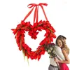 Dekorativa blommor Valentines Day Wreath Artificial Tulips Red Heart 14.56in Door Decor Party Favors Garland för bröllop