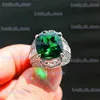 Band Rings Huitan New Gorgeous Square Green Stone Women Wedding Rings Micro Paled Shiny CZ Noble Lady Engagement Party Ring Fashion Jewelry T240330