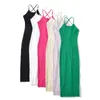 Casual Dresses Summer For Women 2024 Sexig Evening Party Dress Midi BodyCon Long Black Halter Pink Backless