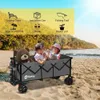 Camp Furniture Foldable Extended Wagon with 440lbs Weight Capacity Utility Garden Cart with Big All-Terrain Beach Wheels Drink Holders YQ240330