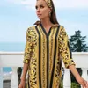 Roupas femininas verão moda casual sexy vestido de viagem com lenço na cabeça