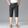 Мужские шорты, летние тонкие деловые джинсовые укороченные брюки для мужчин, свободные прямые эластичные повседневные мужские брендовые костюмы выше колена