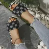 Chinelos novas mulheres denim slide sandálias de verão plataforma casual dedo do pé aberto moda jeans lona chinelo sapatos pantuflas jer h240328