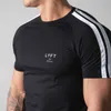 Herr t-shirts svart fitness t-shirt män som kör sport tight montering skjorta kort ärmad bomull t-shirt sommarmens fitness träning dräkt j240330