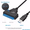 Datorkablar Anslutningar USB 3.0 till SATA -adapterkonverterare för 2,5 tum SSD/HDD Support UASP Höghastighet Dataöverföring Drop Deliv Oteu3