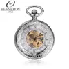 Pocket Watches Besseron Reloj Steampunk Mens Titanium Mechanical Watch Vintage Pendant Silver Chain Orologio Da Tasca3200