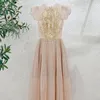 Robes de soirée Jamerary dentelle tulle broderie robe de bal femmes été à manches courtes papillon sexy évider plissé longue midi