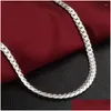 Chains 925 Sterling Sier Christmas Gifts European Style Mm Flat Chain Necklace Fashion For Man Women Jewelry Drop Delivery Otpcx