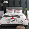 Ensembles de literie Love Bike Femme Coeur Rouge Ensemble 3pcs Garçons Filles Housse de couette Taie d'oreiller Enfants Adulte Couette Double Lit Textile à la maison