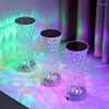 Lampes de table 3/16 couleurs LED lampe en cristal petite taille projecteur tactile romantique diamant atmosphère lumière USB nuit pour chambre à coucher