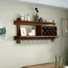 Krokar förvaringsställ med solid trä hängande vinglashållare modern enkel väggflaskrestaurang kreativ display