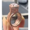 Rings Arrival Vintage Fine Jewelry 925 Sterling Sierrose Gold Cushion Shape White Topaz Cz Diamond 3Pcs Ring2687405 Drop Delivery Rin Dh7Nq