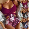Women's Swimwear Womens one-piece sexy printed bikini hanger with shoulder straps and chest pads without steel brackets swimsuit J240330