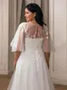 boho Plus Size Wedding Dr Short Flare Sleeve V Neck Appliques Zipper A Line Tulle Bridal Gown Custom Made Vestido De Noiva 48Iy#