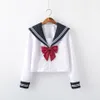 Японская школьная форма для девочек JK Black Sailor Basic Carto Navy Sailor Uniform Sets Navy Костюм Женщины Девушка Костюм Униформа g8iz #