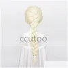 Synthetic Wigs Ccutoo Elsa Wig Blonde Braid Styled Cosplay Halloween Carnival Party Play Role Add Cap Drop Delivery Hair Products Otd4S