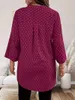 Dames Plus Size Top met gekrulde mouwen, casual V-hals, driekwart mouw B7lq#